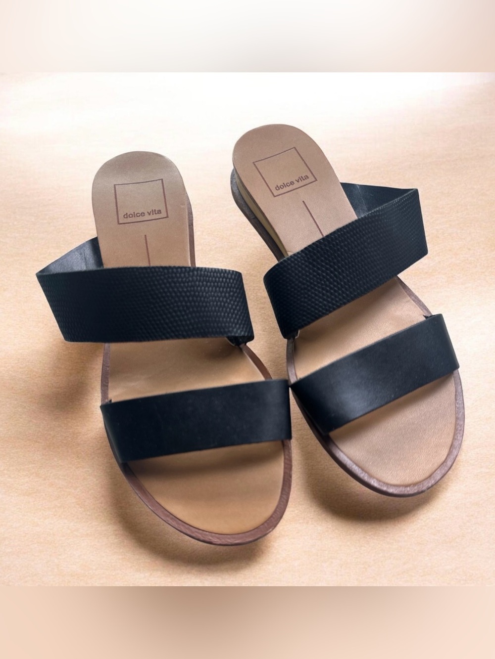 Dolce Vita Black Double-Strap Slide Sandals size 6M